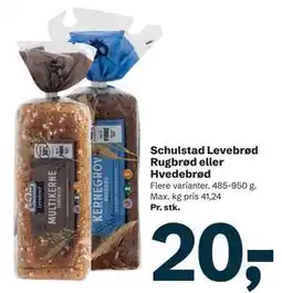 Let-Køb Schulstad Levebrød Rugbrød eller Hvedebrød tilbud