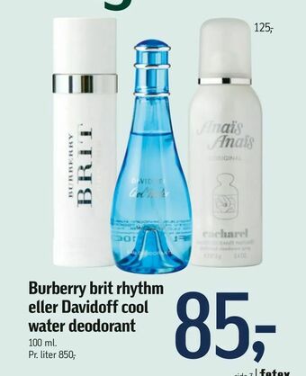 Burberry brit rhythm eller Davidoff cool water deodorant