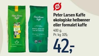 Føtex Peter Larsen Kaffe økologiske helbønner eller formalet kaffe tilbud
