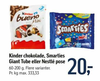 Føtex Kinder chokolade, Smarties Giant Tube eller Nestlé pose tilbud