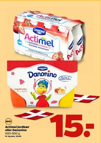 Netto Actimel jordbær eller Danonino tilbud