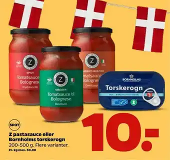 Netto Z pastasauce eller Bornholms torskerogn tilbud