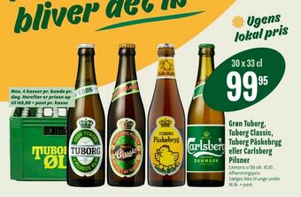 Min Købmand Grøn Tuborg, Tuborg Classic, Tuborg Påskebryg eller Carlsberg Pilsner tilbud