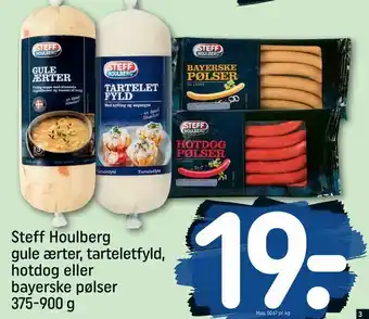 REMA 1000 Steff Houlberg gule ærter, tarteletfyld, hotdog eller bayerske pølser tilbud