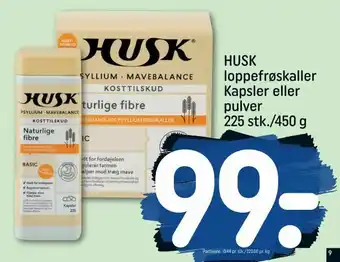 REMA 1000 HUSK loppefrøskaller Kapsler eller pulver 225 stk./450 g tilbud