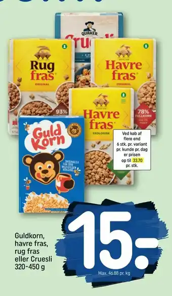 REMA 1000 Guldkorn, havre fras, rug fras eller Cruesli tilbud