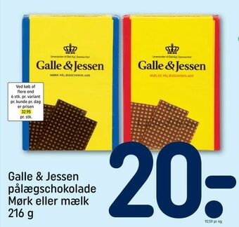 REMA 1000 Galle & Jessen pålægschokolade Mørk eller mælk tilbud