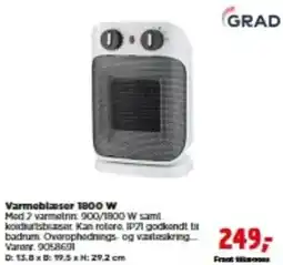 jem & fix Grad varmeblæser 1800 W tilbud