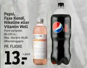 SPAR Pepsi, Faxe Kondi, Nikoline eller Vitamin Well tilbud