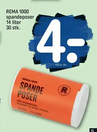 REMA 1000 REMA 1000 spandeposer 14 liter 30 stk tilbud