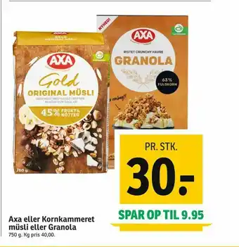 SPAR Axa eller Kornkammeret müsli eller Granola tilbud