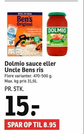 Dolmio sauce eller Uncle Bens ris
