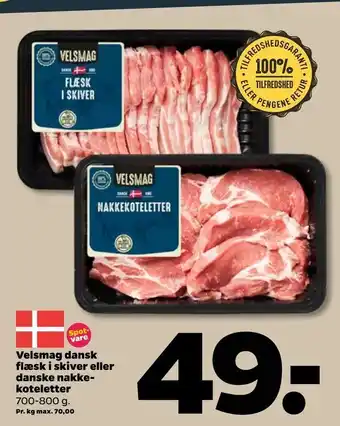 Netto Velsmag dansk flæsk i skiver eller danske nakkekoteletter tilbud
