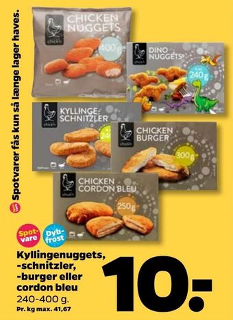Netto Kyllingenuggets, -schnitzler, -burger eller cordon bleu tilbud