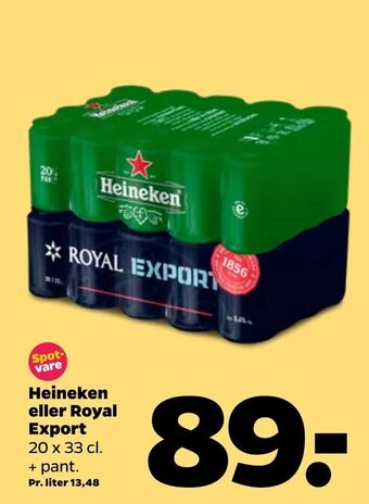 Netto Heineken eller Royal Export tilbud