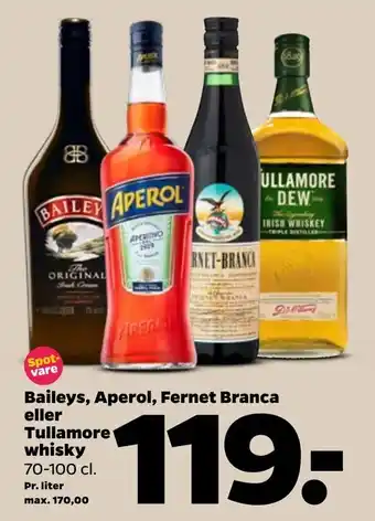 Netto Baileys, Aperol, Fernet Branca eller Tullamore whisky tilbud