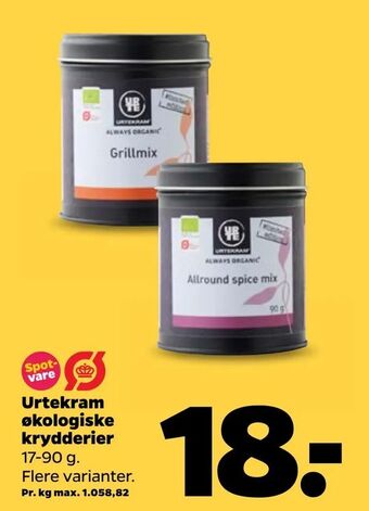 Netto Urtekram økologiske krydderier tilbud
