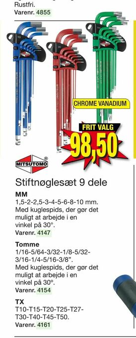 Harald Nyborg Stiftnøglesæt 9 dele tilbud