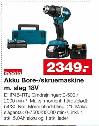 Bauhaus Akku Bore-/skruemaskine m. slag 18V tilbud
