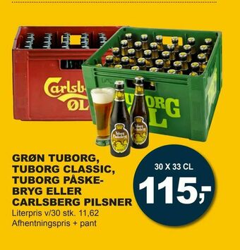 Let-Køb Grøn tuborg, tuborg classic, tuborg påskebryg eller carlsberg pilsner tilbud