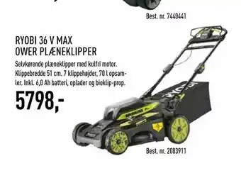 Johannes Fog Ryobi 36 v max ower plæneklipper tilbud