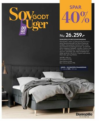 SengeSpecialisten Dunlopillo pure elevationsseng tilbud