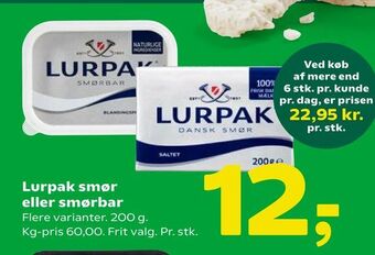 Coop 365 Lurpak smør eller smørbar tilbud