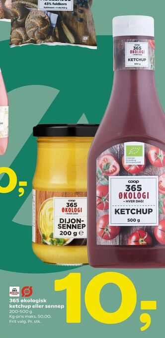 Coop 365 365 økologisk ketchup eller sennep tilbud