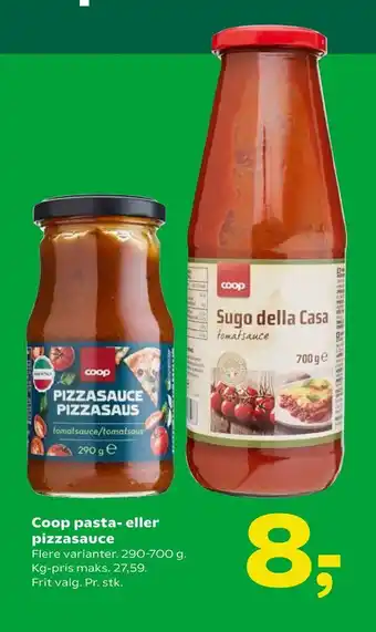 Coop 365 Coop pasta- eller pizzasauce tilbud