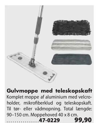Gulvmoppe med teleskopskaft