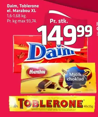 Daim, Toblerone el. Marabou XL