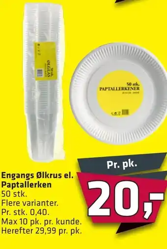 Fleggaard Engangs Ølkrus el. Paptallerken tilbud