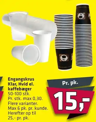 Fleggaard Engangskrus Klar, Hvid el. kaffebæger tilbud