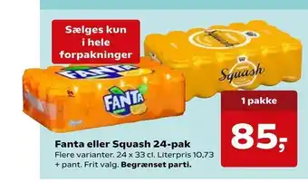 Dagli'Brugsen Fanta eller Squash 24-pak tilbud
