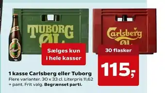 Dagli'Brugsen 1 kasse Carlsberg eller Tuborg. tilbud