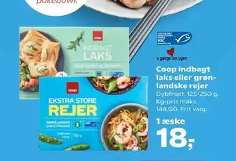 Dagli'Brugsen Coop indbagt laks eller grøn landske rejer tilbud