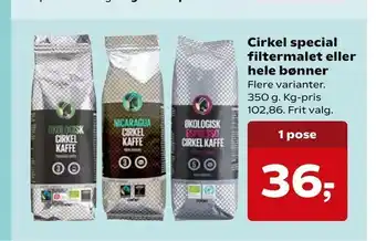 Dagli'Brugsen Cirkel special filtermalet eller hele bønner tilbud