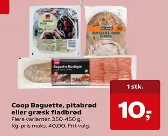 Kvickly Coop Baguette, pitabrød eller græsk fladbrød tilbud