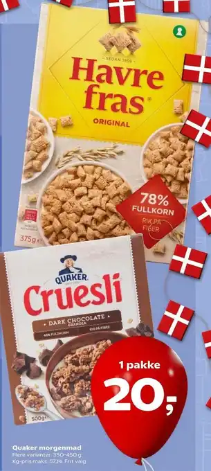 Kvickly Quaker morgenmad tilbud