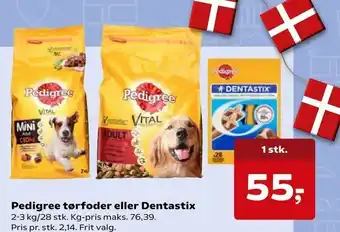 Kvickly Pedigree tørfoder eller Dentastix tilbud