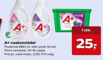 Kvickly A+ vaskemiddel tilbud