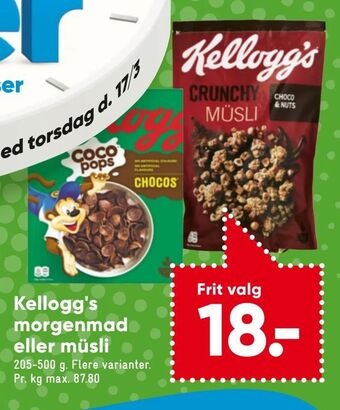 Bilka Kellogg's morgenmad eller müsli tilbud