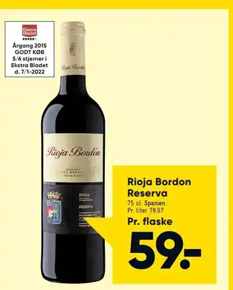 Bilka Rioja Bordon Reserva tilbud