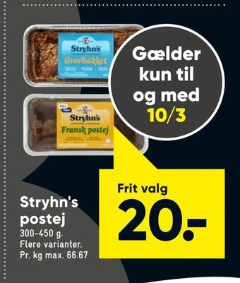 Bilka Stryhn's postej tilbud