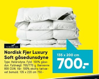 Bilka Nordisk Fjer Luxury Soft gåsedunsdyne tilbud