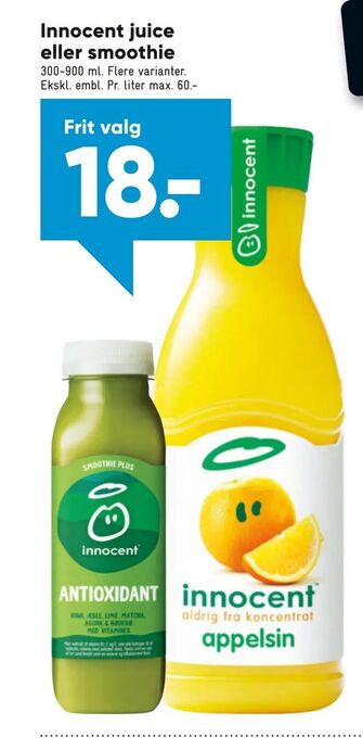 Bilka Innocent juice eller smoothie tilbud