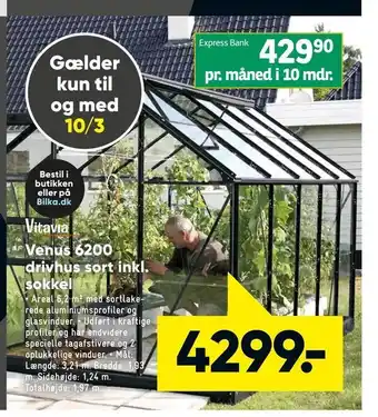 Bilka Venus 6200 drivhus sort inkl. sokkel tilbud