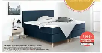 Daells Bolighus Continentalseng inkl. hovedgavl, topmadras og ben tilbud
