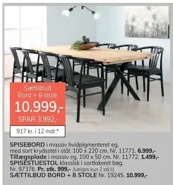 Daells Bolighus Sættilbud bord + 8 stole tilbud
