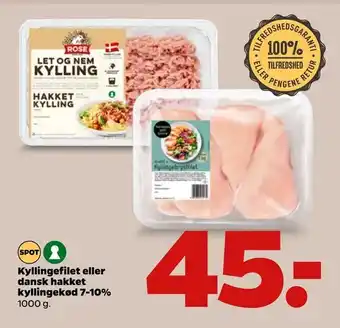 Netto Kyllingefilet eller dansk hakket kyllingekød 7-10% tilbud